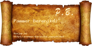 Pammer Bereniké névjegykártya